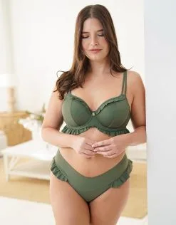 SugarShape Bikini-Slip "Valencia" Olive -Bademode Elegant magasin sugarshape bikini slip valencia olive front editorial single full 1