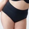 SugarShape Fold-over Bikini-Slip "Monaco" Black -Bademode Elegant magasin sugarshape fold over bikini slip monaco front packshot model grey single crop 1