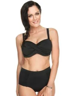 SugarShape Bikini-High-Waist-Panty "Monaco" Black -Bademode Elegant magasin sugarshape highwaist panty monaco front packshot model white single full 1