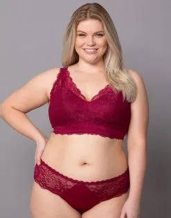 SugarShape String "Suki" Bordeaux -Bademode Elegant magasin sugarshape string suki bordeaux front packshot model grey single full 2